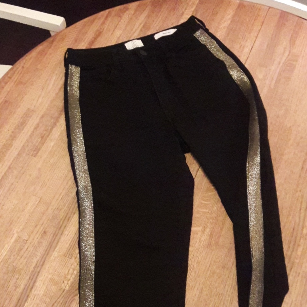 Black jeans with gold trim